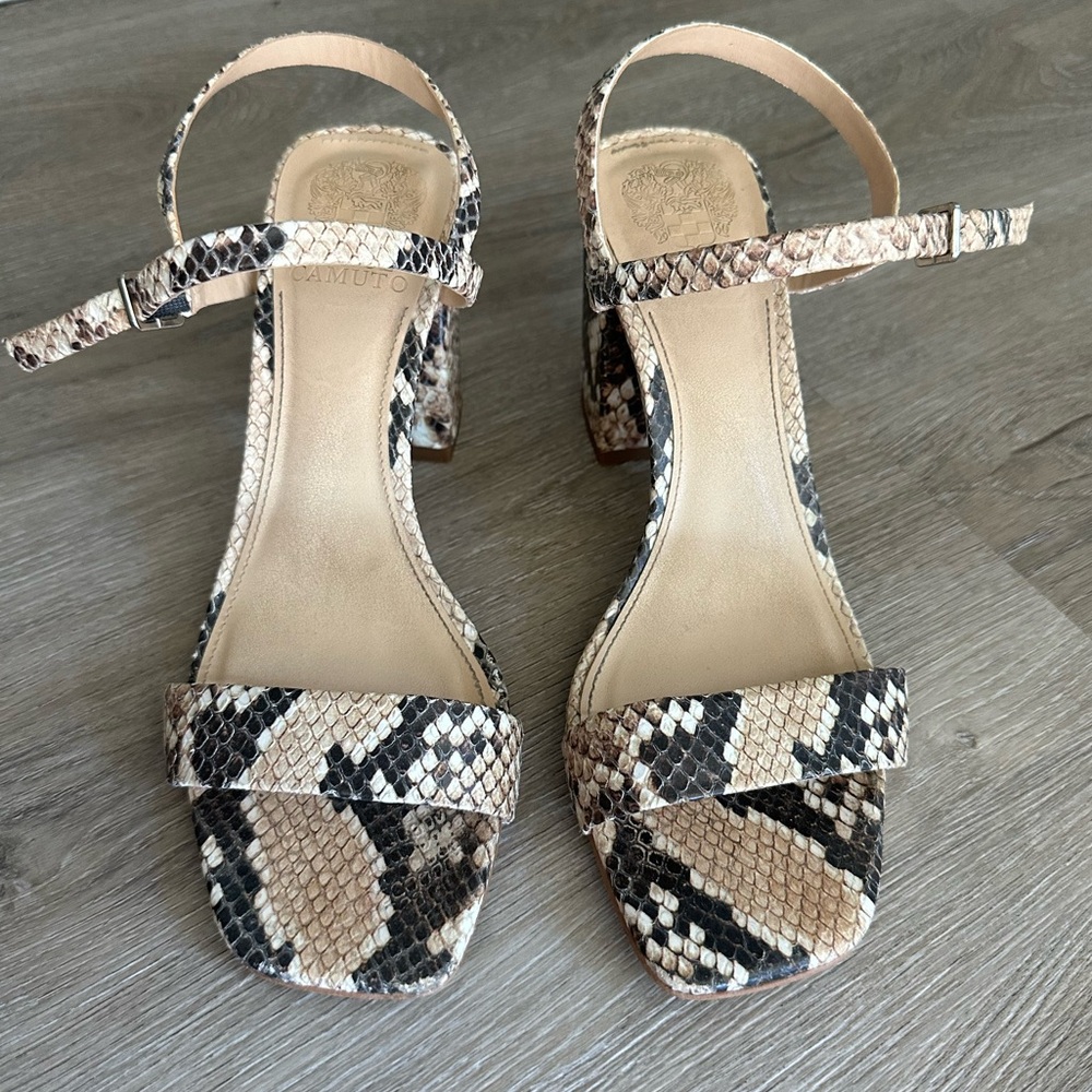 Vince Camuto Women’s Nendan Shortbread Snake Print Heels